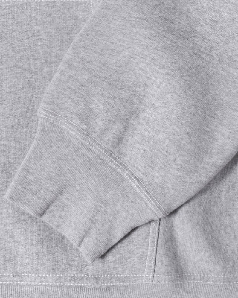 Men's Stussy Contrast Stitch Label Hoodie Grey Ireland | WLA-7771