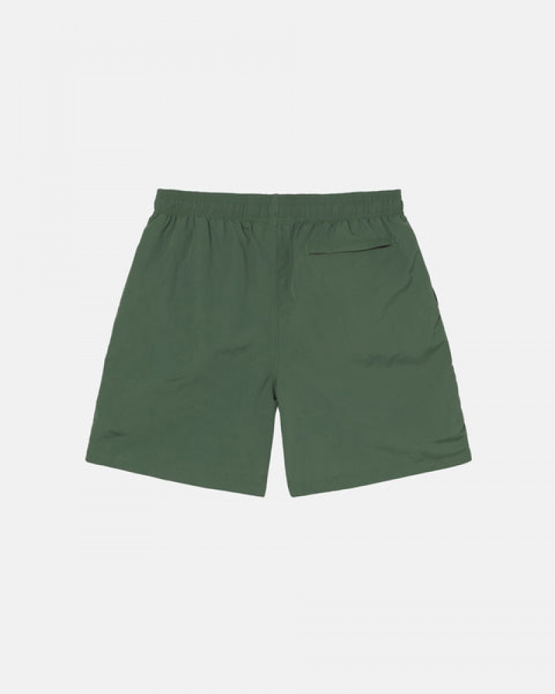 Men's Stussy Curly S Water Short Swimwear Olive Ireland | UUW-4319