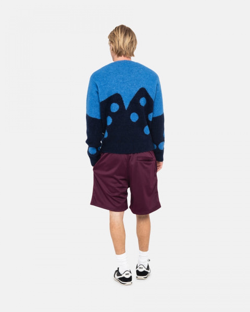 Men's Stussy Dice Fuzzy Crew Sweaters Blue Ireland | WER-0847