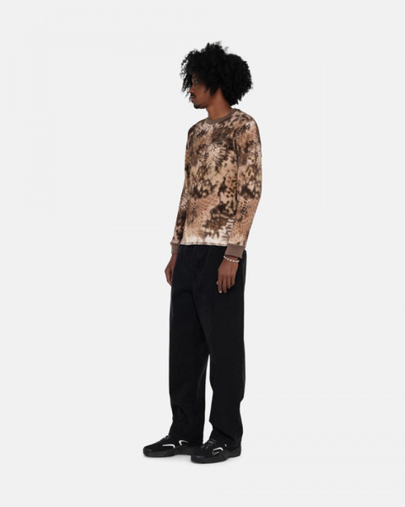 Men's Stussy Kryptek Camo LS Thermal Tops Brown Ireland | OPL-4279