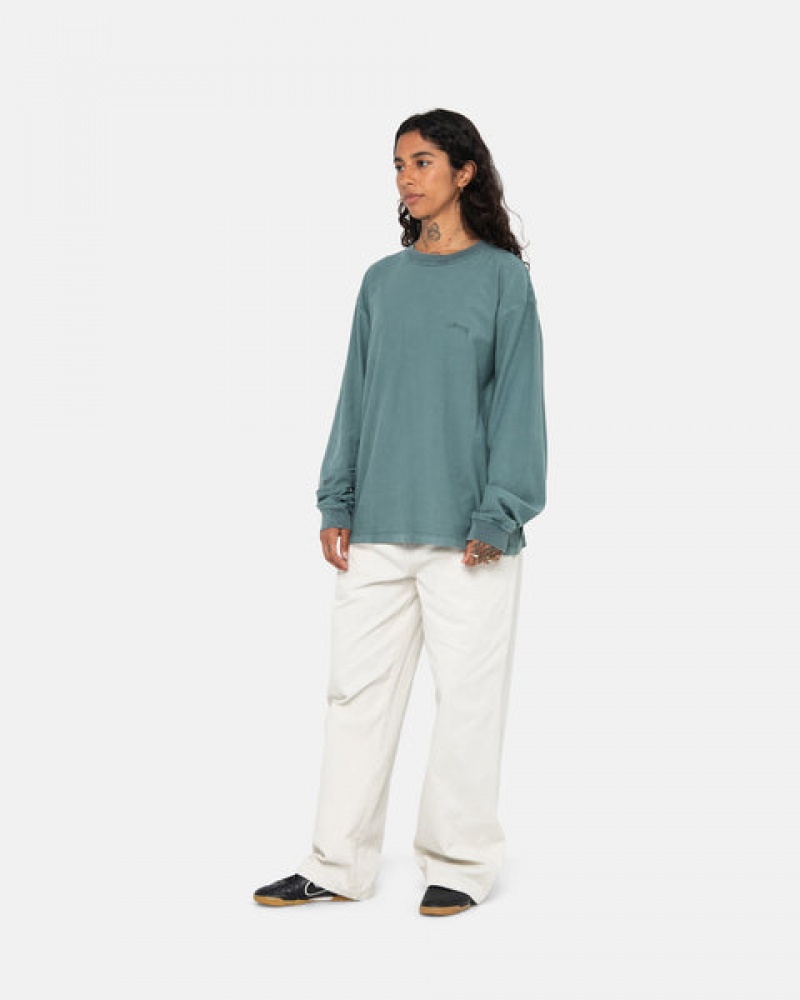 Men's Stussy Lazy Ls Tees Turquoise Ireland | AFF-0059