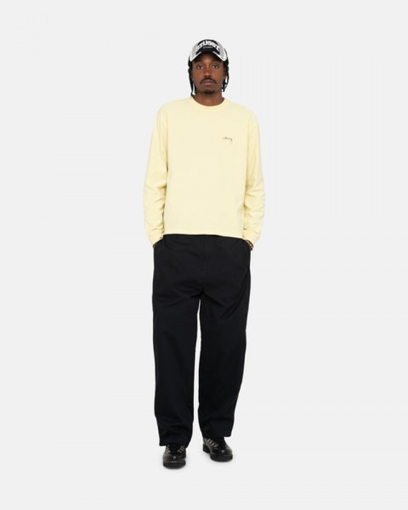 Men's Stussy Lazy Ls Tees Yellow Ireland | APV-7944