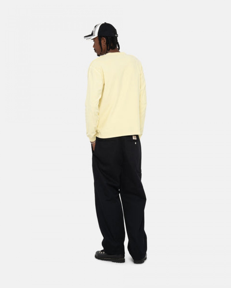 Men's Stussy Lazy Ls Tees Yellow Ireland | APV-7944