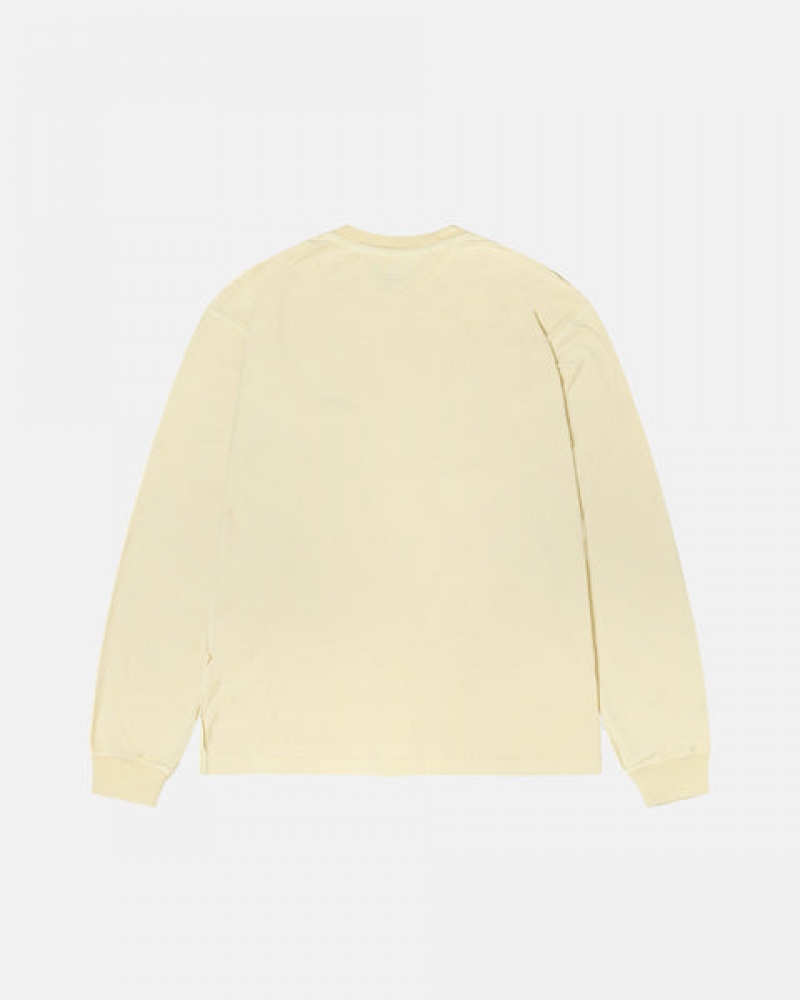 Men's Stussy Lazy Ls Tee Tops Yellow Ireland | GVA-7177