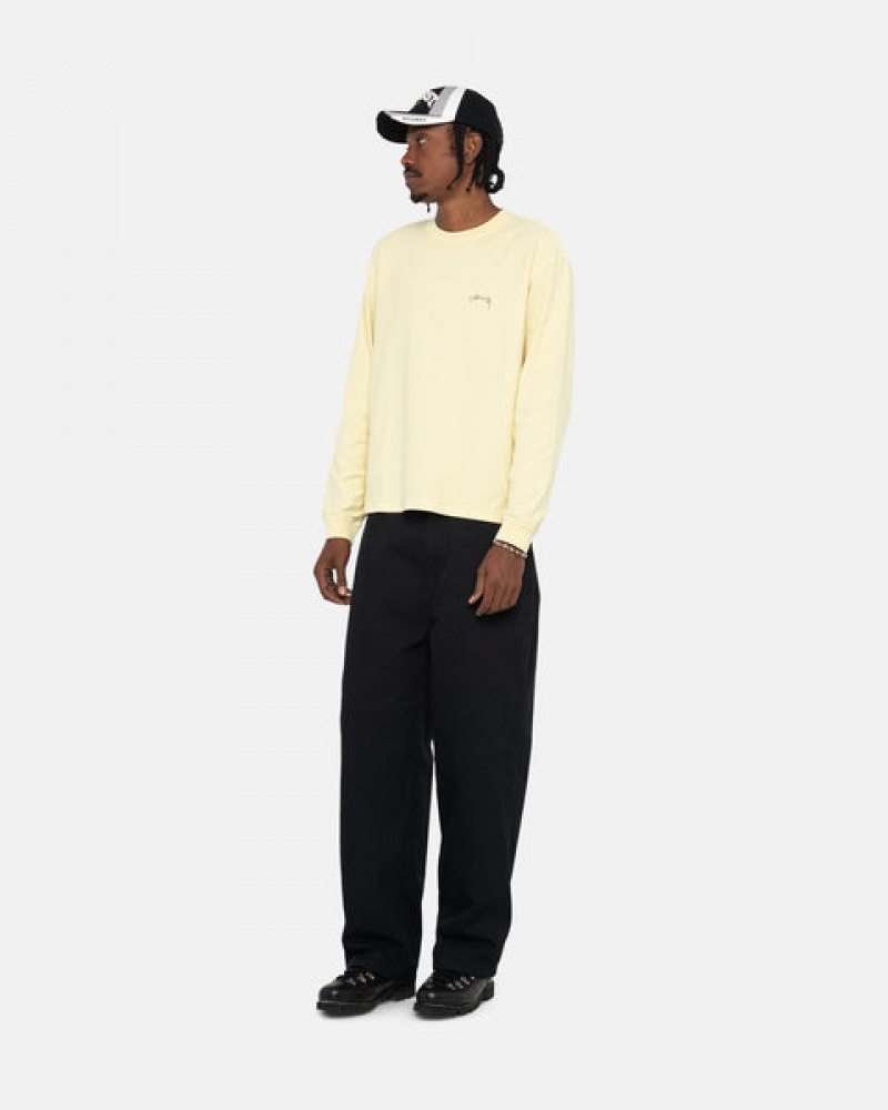 Men's Stussy Lazy Ls Tee Tops Yellow Ireland | GVA-7177