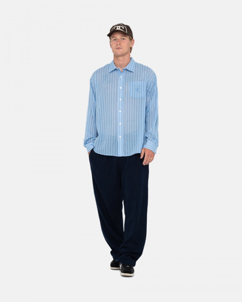 Men's Stussy Light Weight Classic Shirts Blue Ireland | TKM-0787