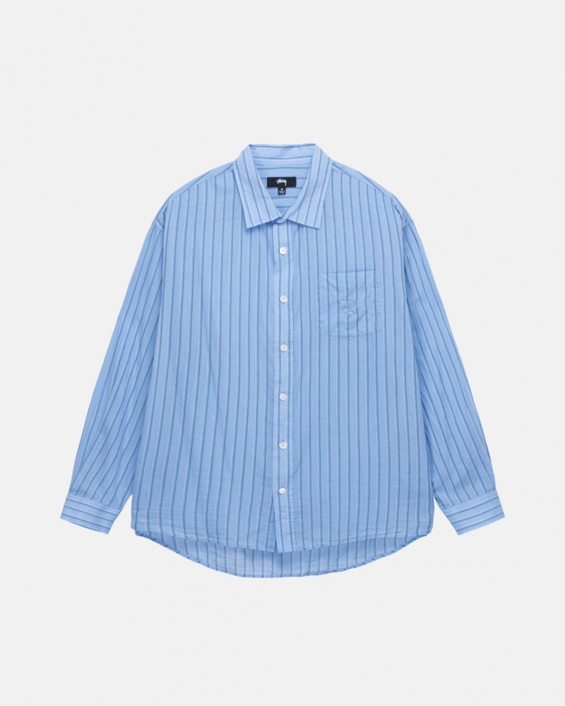 Men\'s Stussy Light Weight Classic Shirts Blue Ireland | TKM-0787