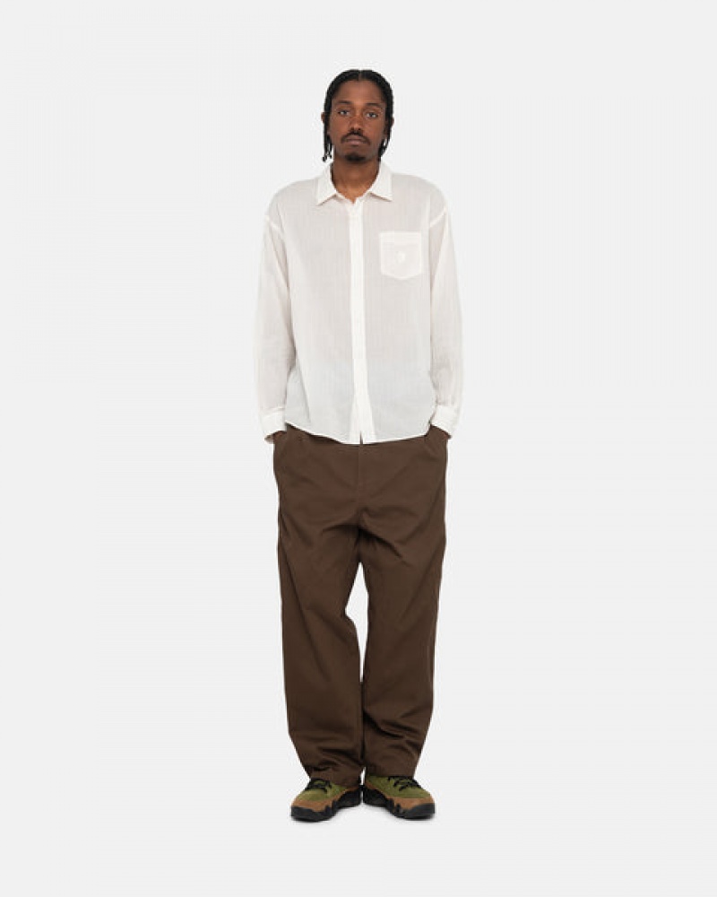 Men's Stussy Light Weight Classic Shirts White Ireland | QNO-9981