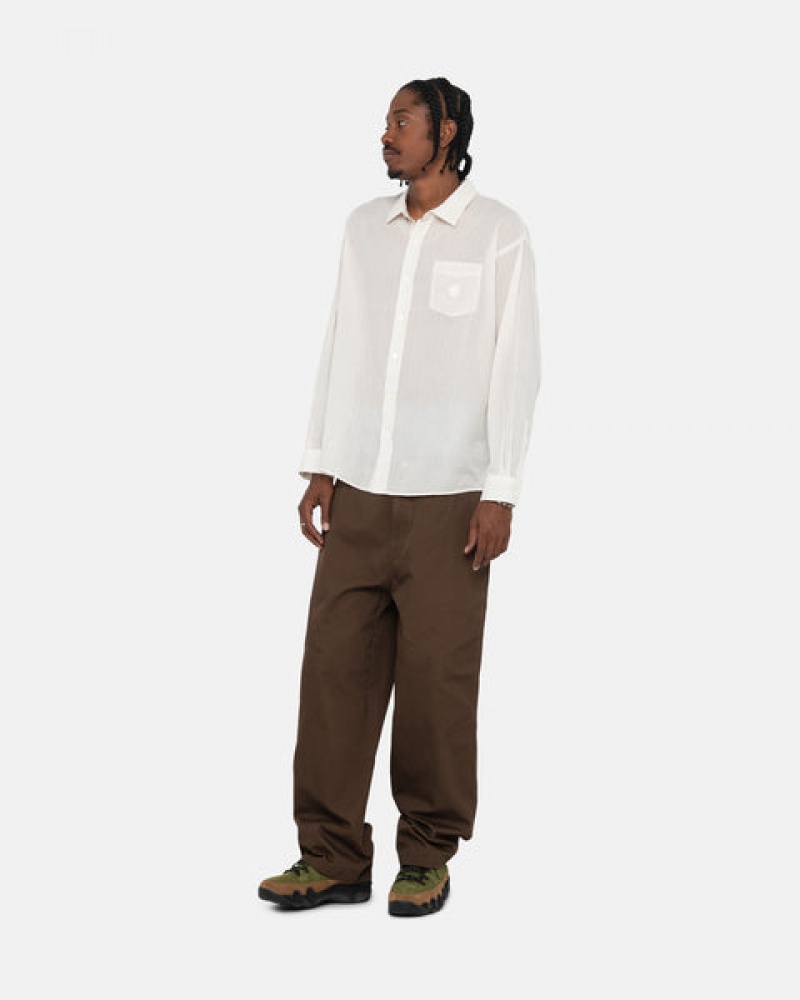 Men's Stussy Light Weight Classic Shirts White Ireland | QNO-9981