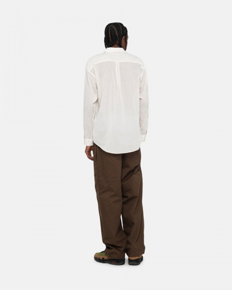 Men's Stussy Light Weight Classic Shirts White Ireland | QNO-9981