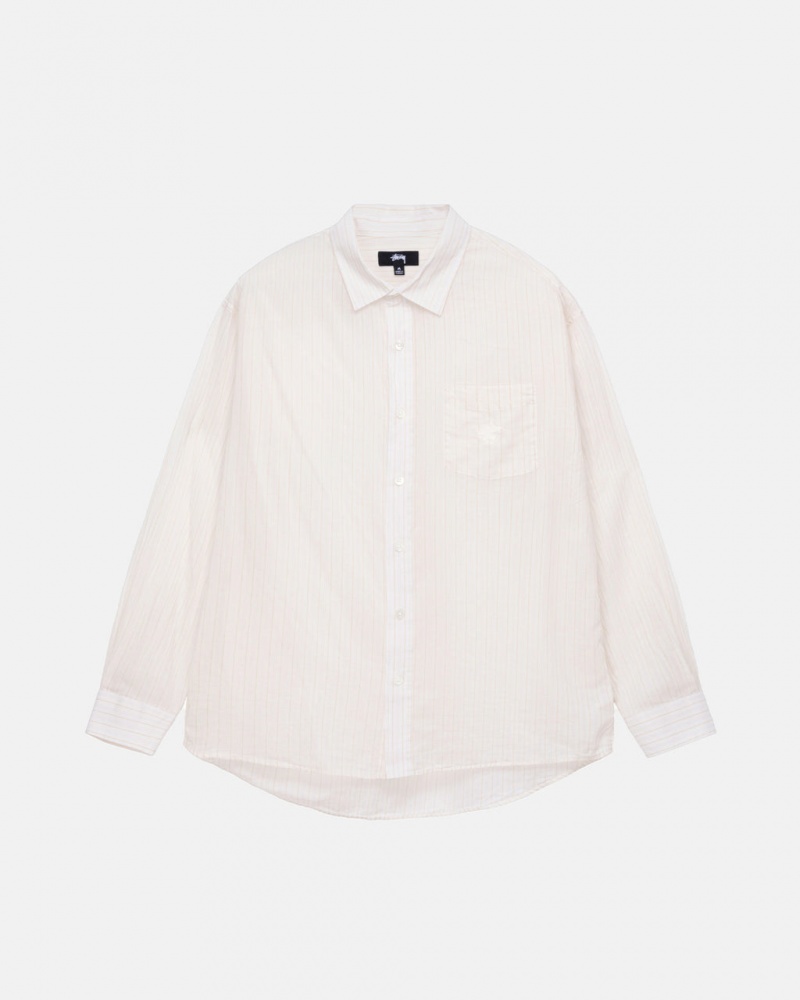 Men\'s Stussy Light Weight Classic Shirts White Ireland | QNO-9981