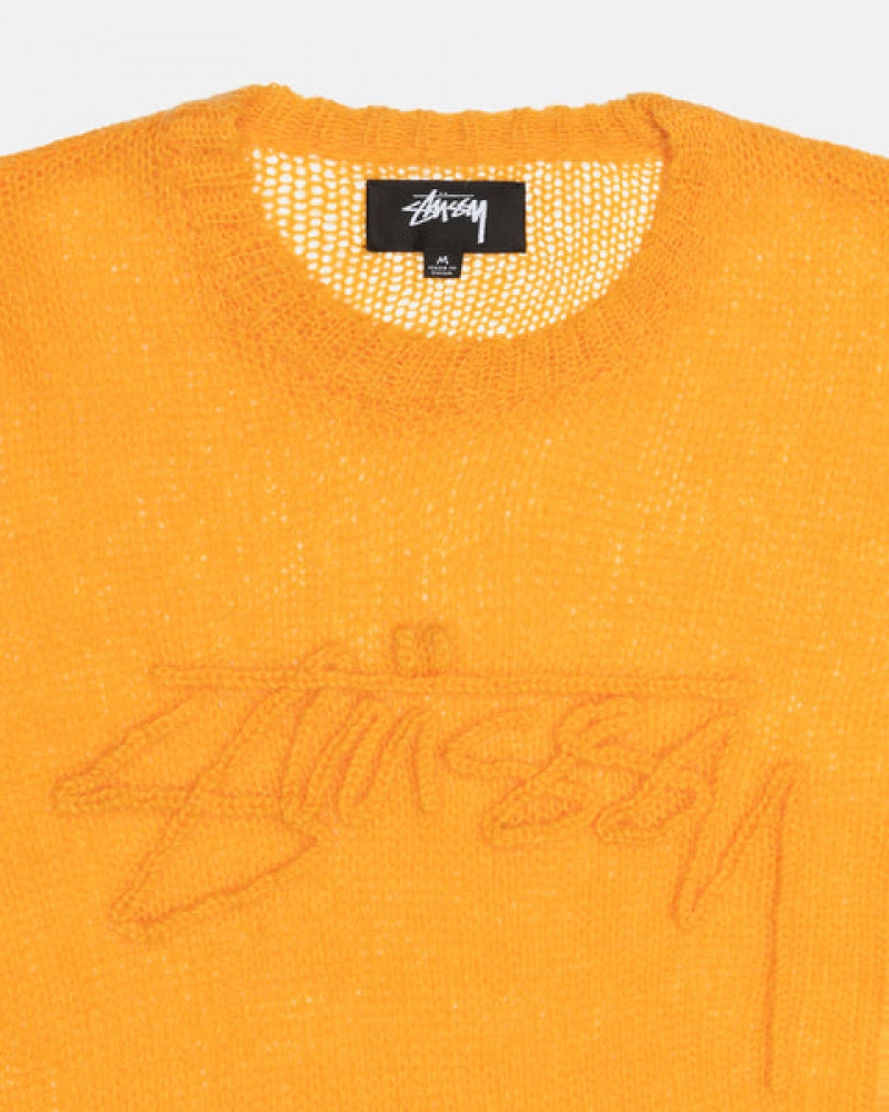 Men's Stussy Loose Knit Sweaters Orange Ireland | DHM-8660