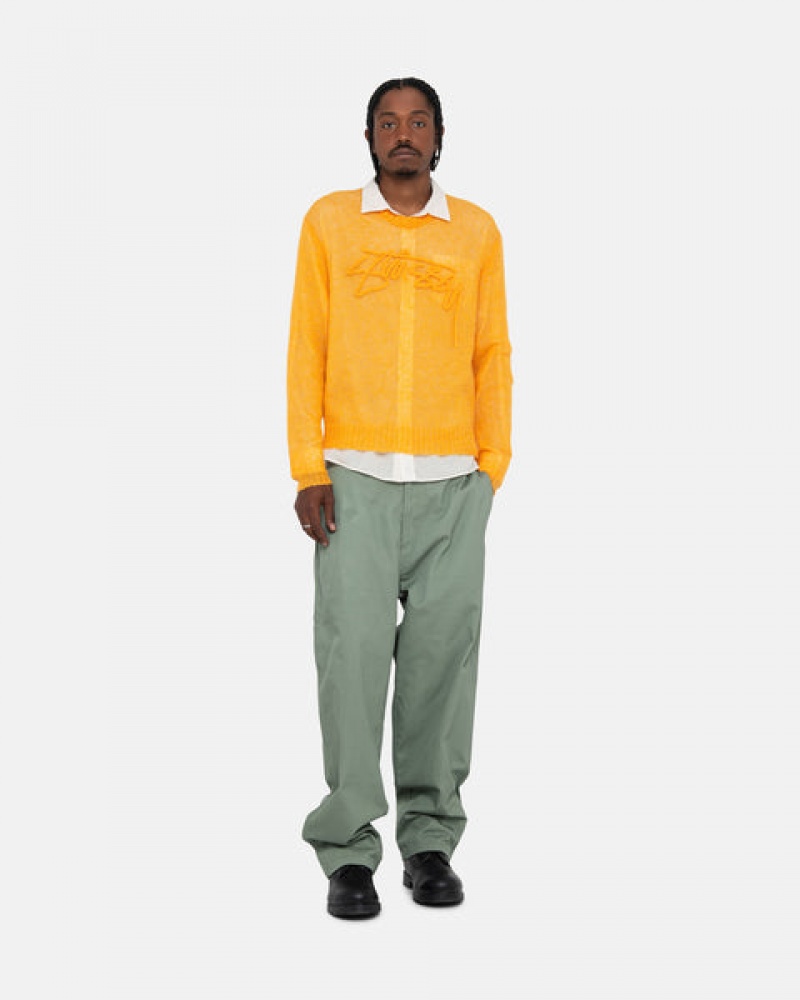 Men's Stussy Loose Knit Sweaters Orange Ireland | DHM-8660