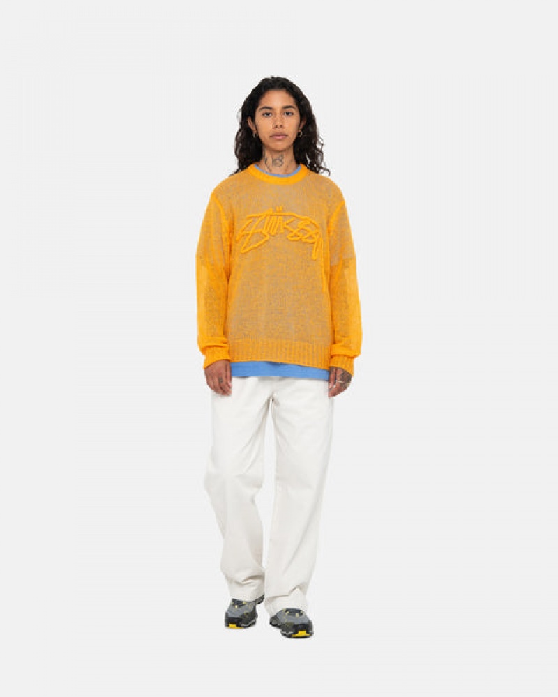 Men's Stussy Loose Knit Sweaters Orange Ireland | DHM-8660