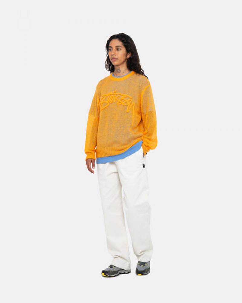 Men's Stussy Loose Knit Sweaters Orange Ireland | DHM-8660