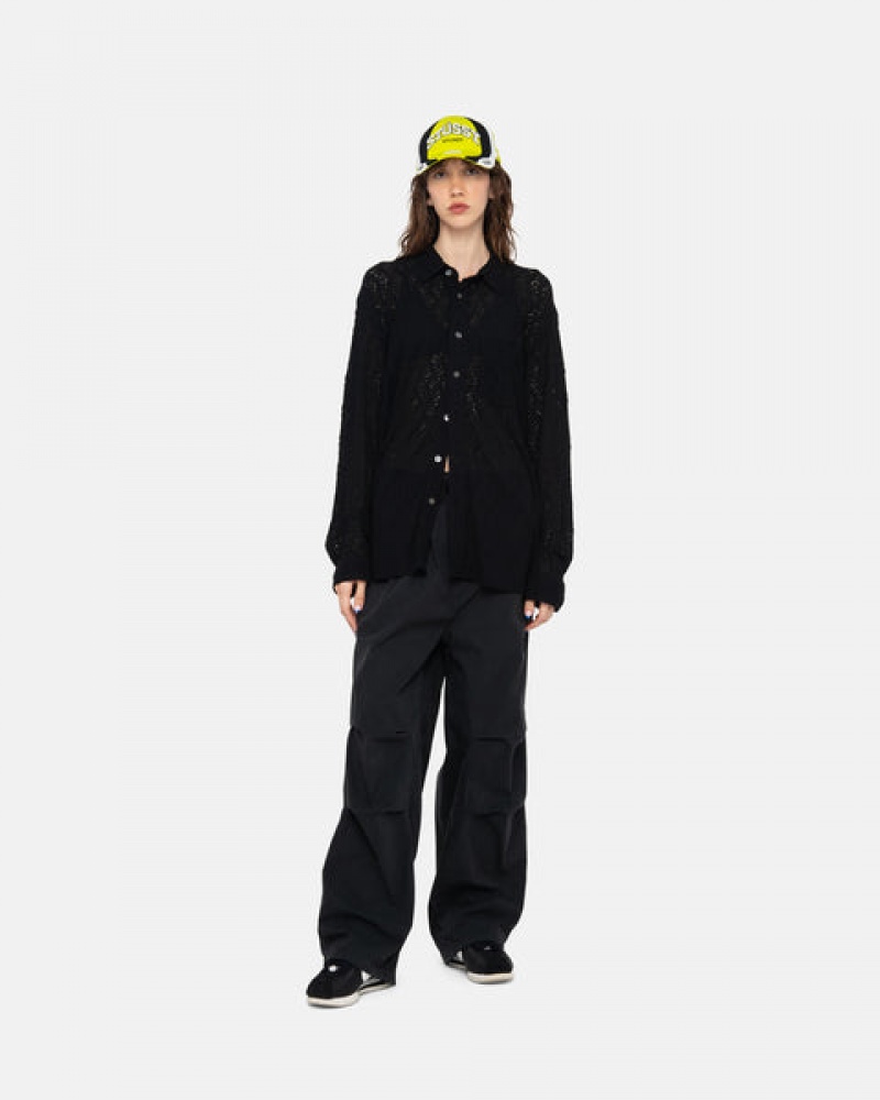 Men's Stussy Nyco Over Trousers Pants Black Ireland | IZV-8018