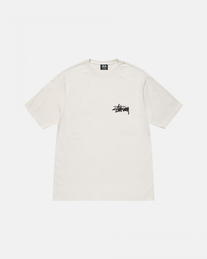 Men's Stussy Old Phone Tee Pigment Dyed Tees Beige Ireland | QDB-7016