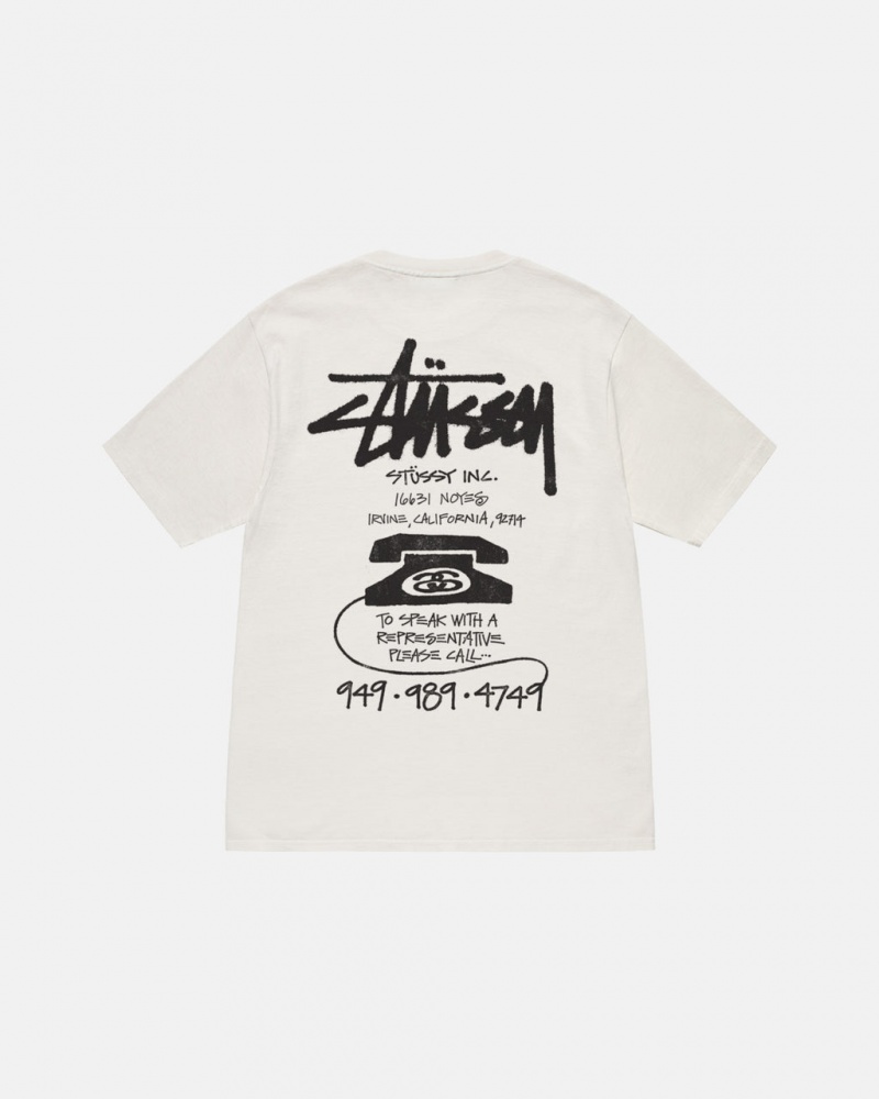 Men\'s Stussy Old Phone Tee Pigment Dyed Tees Beige Ireland | QDB-7016