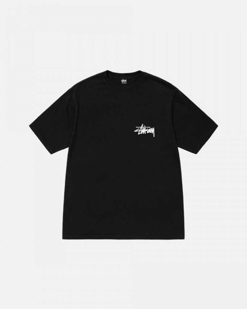 Men's Stussy Old Phone Tee Pigment Dyed Tees Black Ireland | OKP-6346