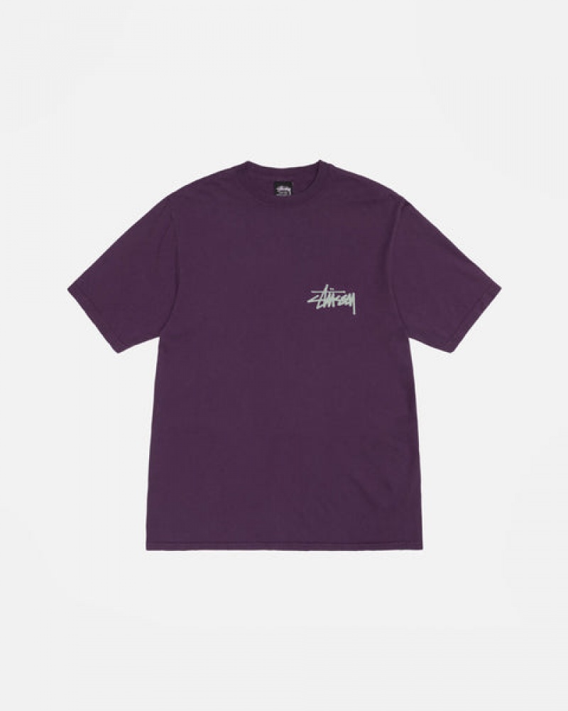 Men's Stussy Old Phone Tee Pigment Dyed Tees Purple Ireland | PMS-4606