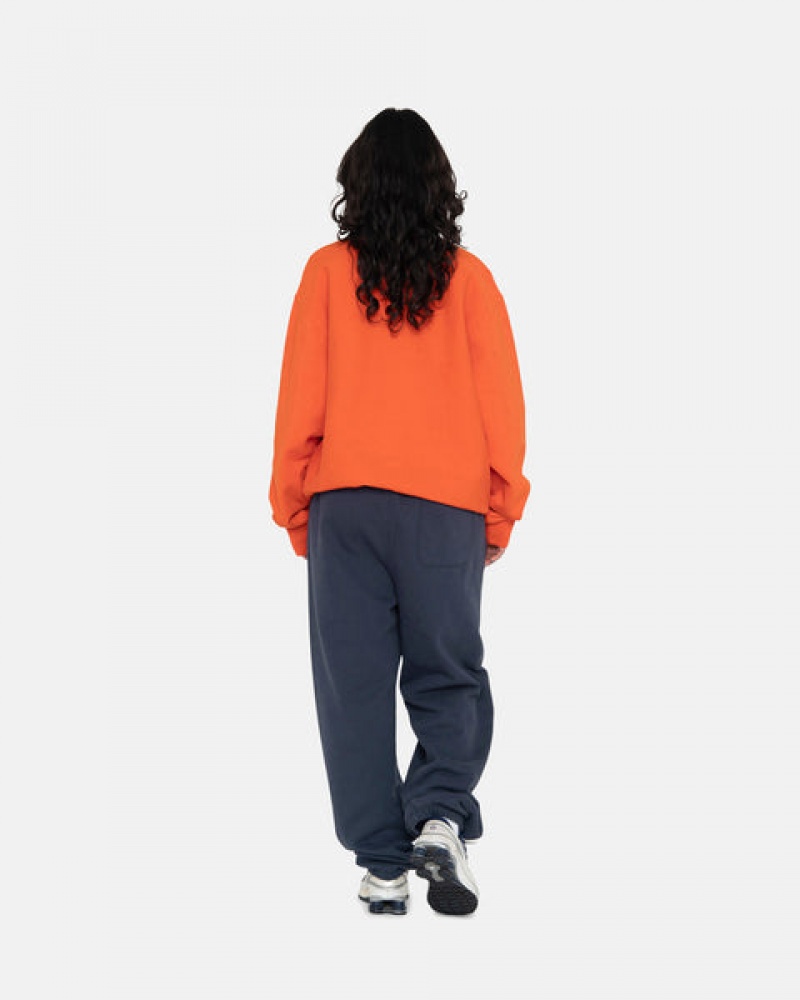 Men's Stussy Overdyed Stock Logo Crew Sweatshirts Orange Ireland | CAX-1717