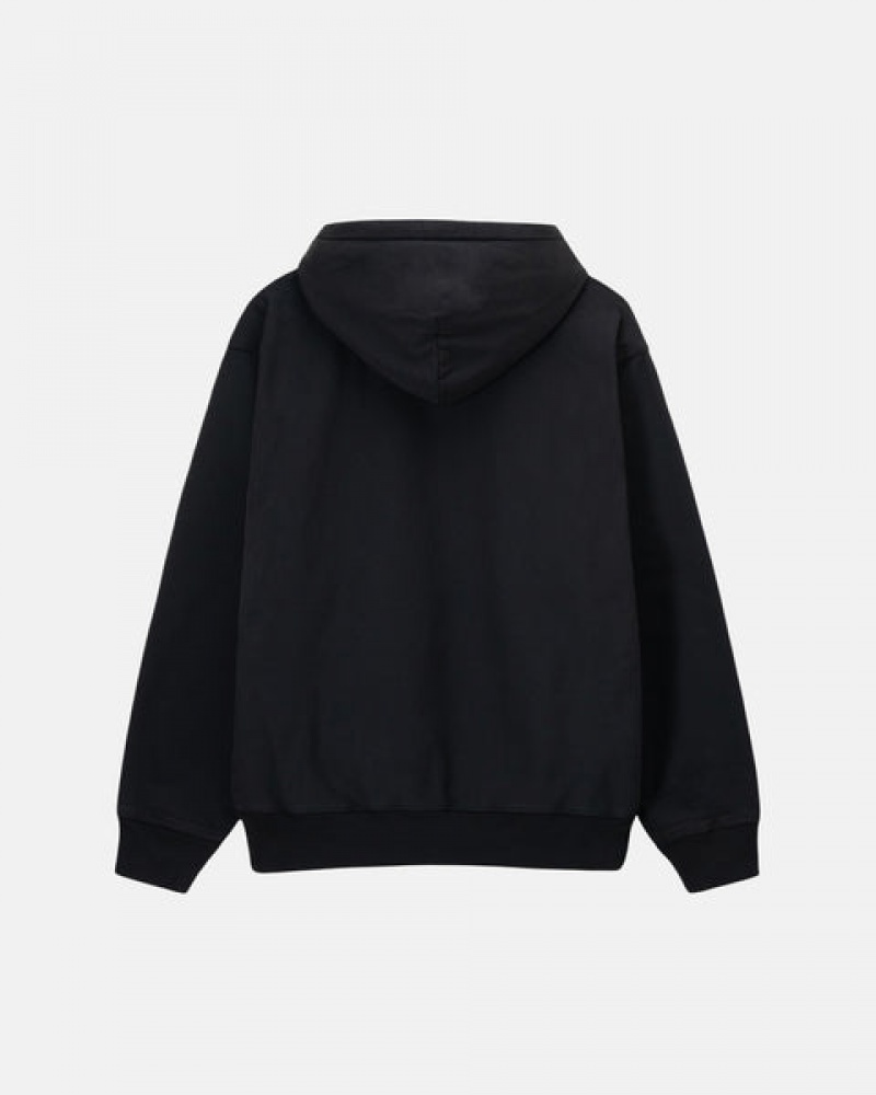 Men's Stussy Overdyed Stock Logo Hoodie Black Ireland | HCF-2052