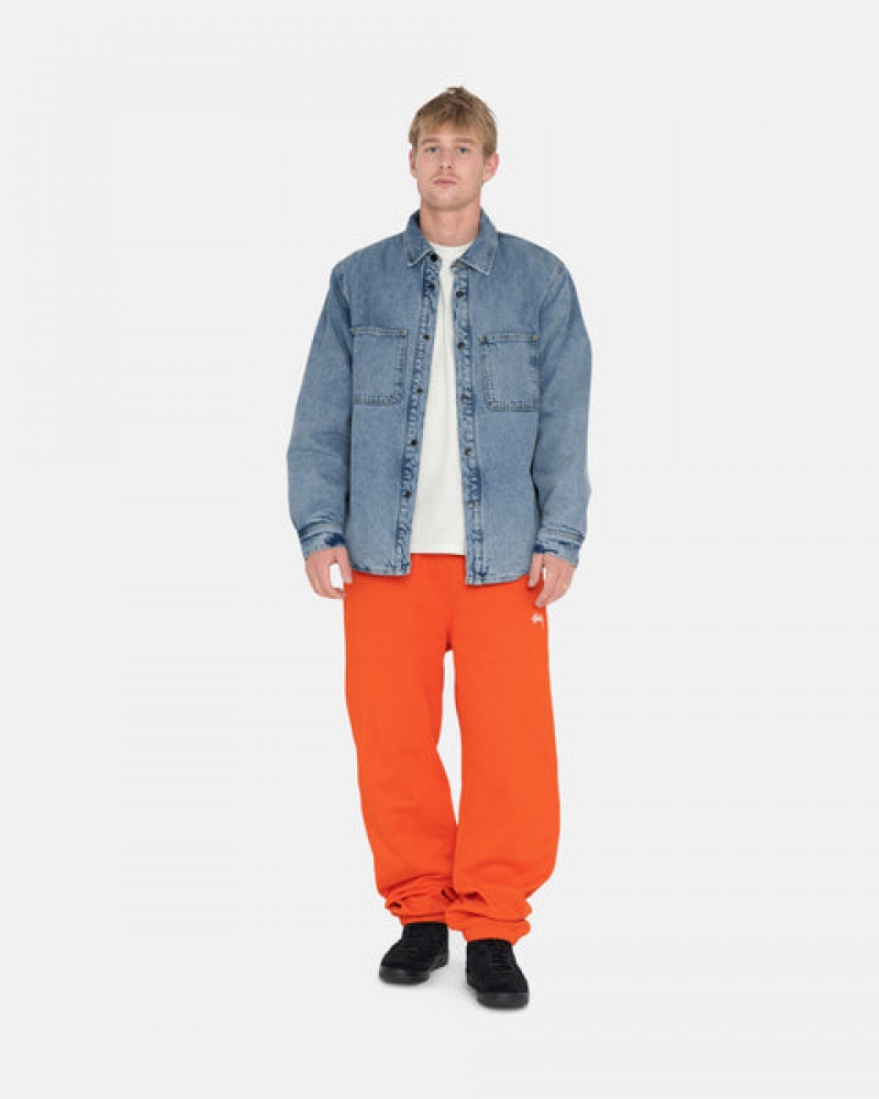 Men's Stussy Overdyed Stock Logo Pant Sweatshirts Orange Ireland | XNQ-5801