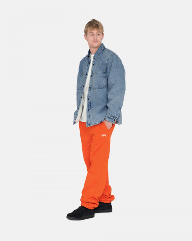 Men's Stussy Overdyed Stock Logo Pant Sweatshirts Orange Ireland | XNQ-5801