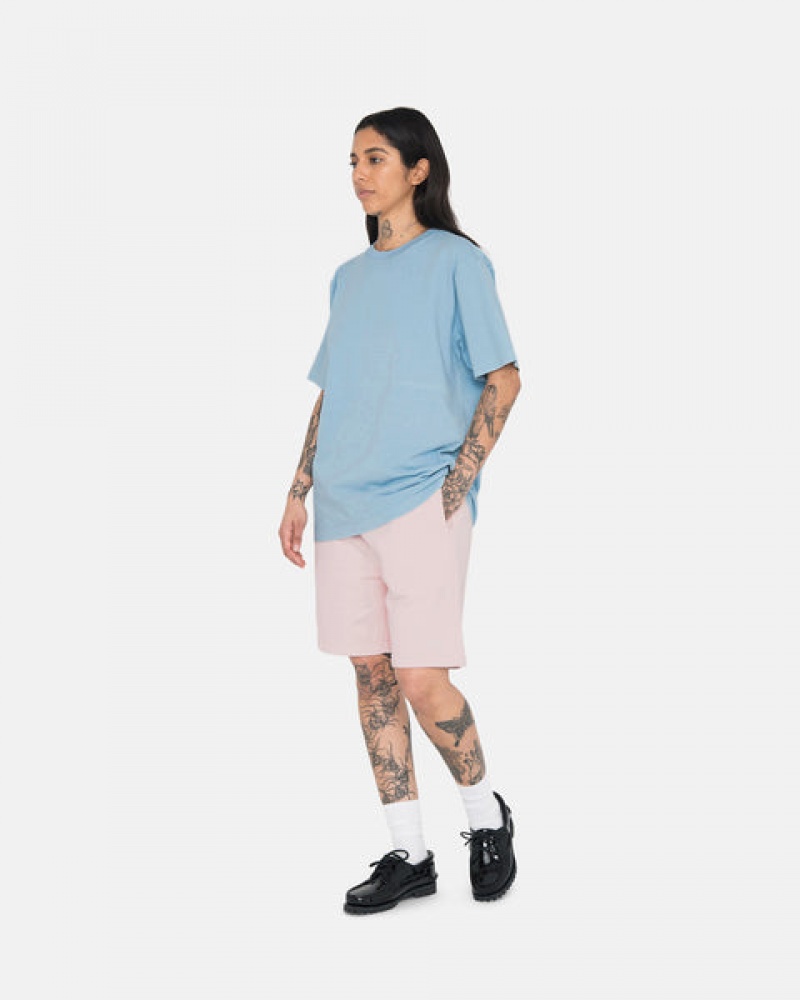 Men's Stussy Overdyed Stock Logo Shorts Pink Ireland | PXL-0855