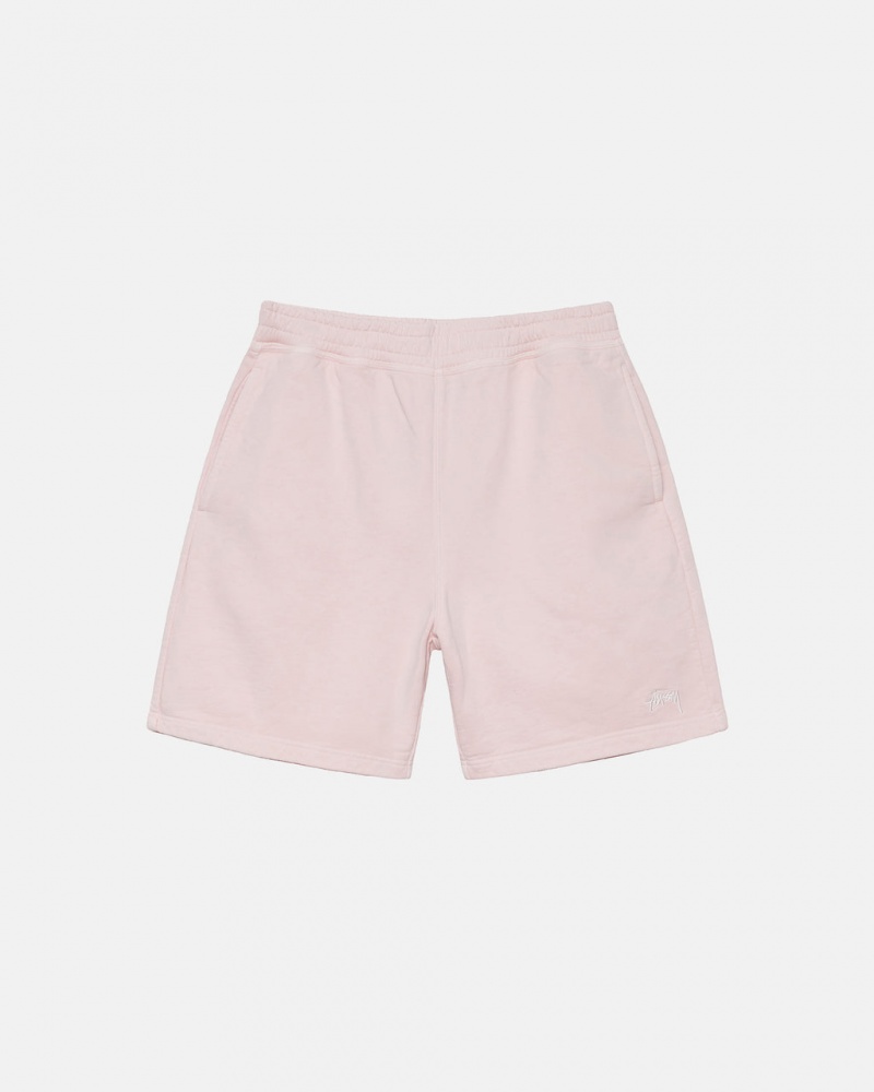 Men\'s Stussy Overdyed Stock Logo Shorts Pink Ireland | PXL-0855