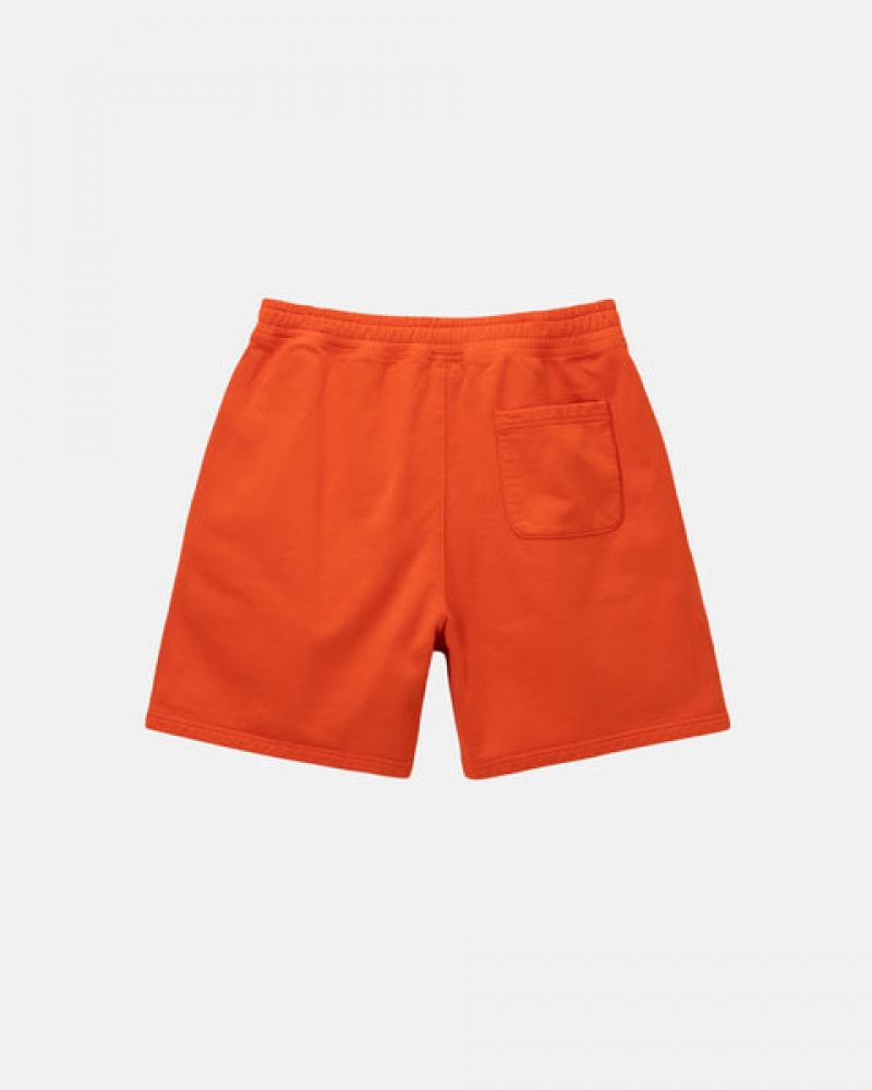 Men's Stussy Overdyed Stock Logo Short Sweatshirts Orange Ireland | NMM-3207