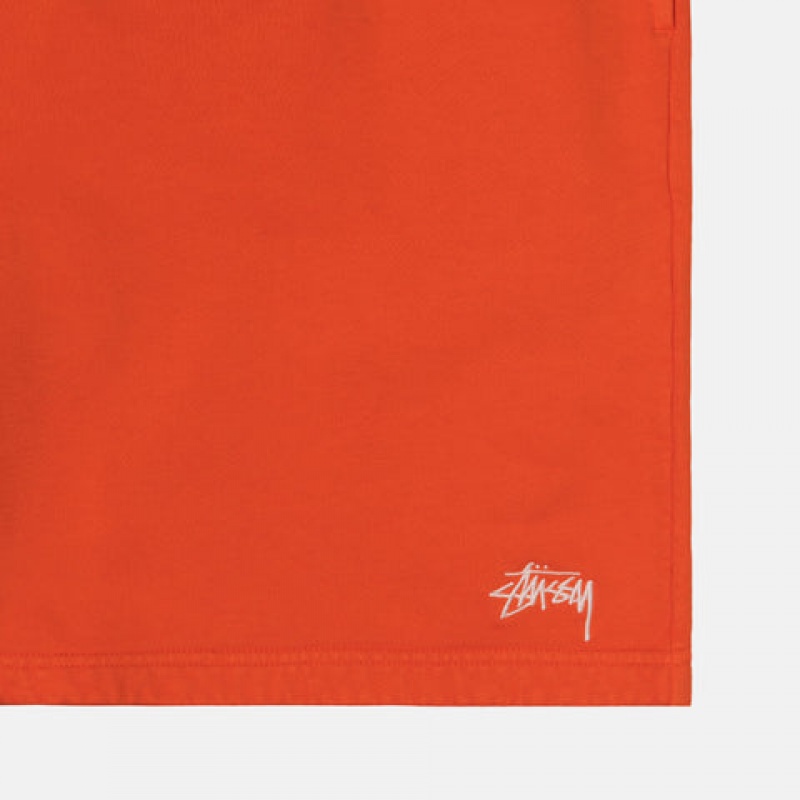 Men's Stussy Overdyed Stock Logo Short Sweatshirts Orange Ireland | NMM-3207