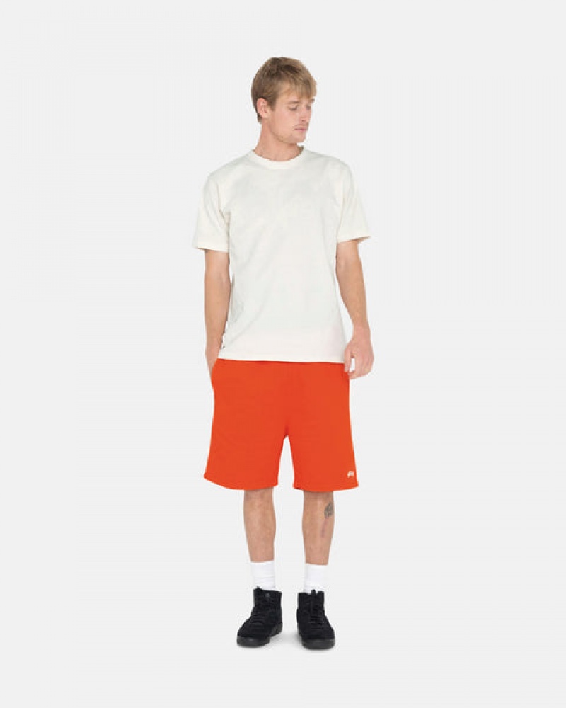 Men's Stussy Overdyed Stock Logo Short Sweatshirts Orange Ireland | NMM-3207