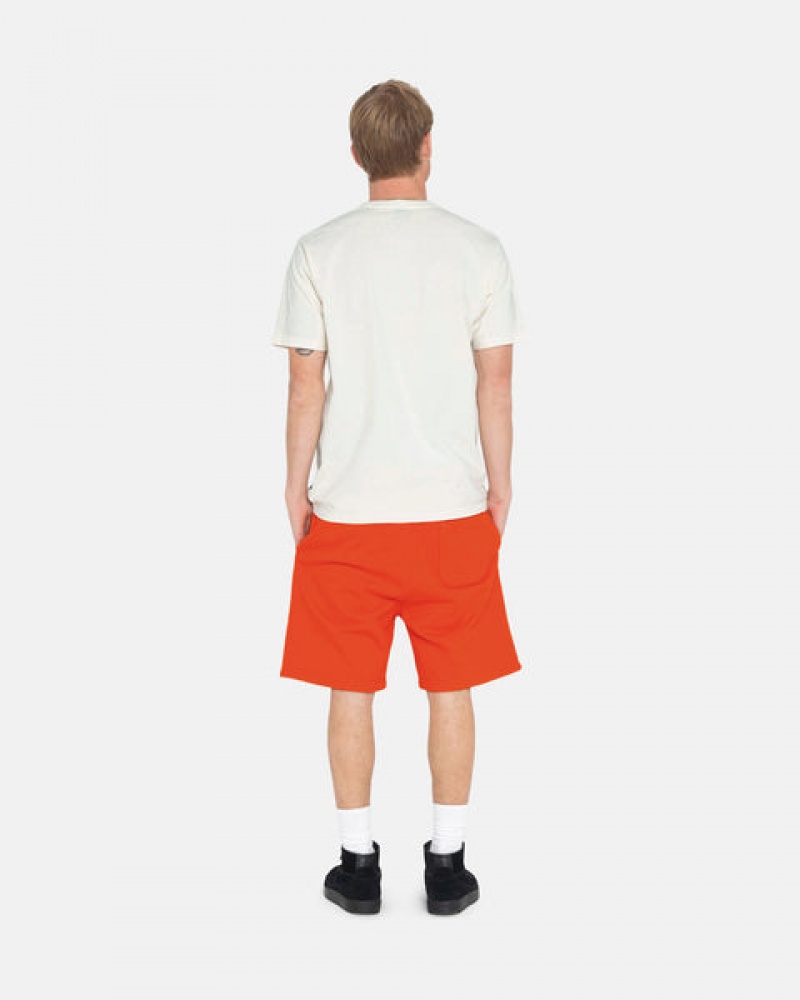 Men's Stussy Overdyed Stock Logo Short Sweatshirts Orange Ireland | NMM-3207