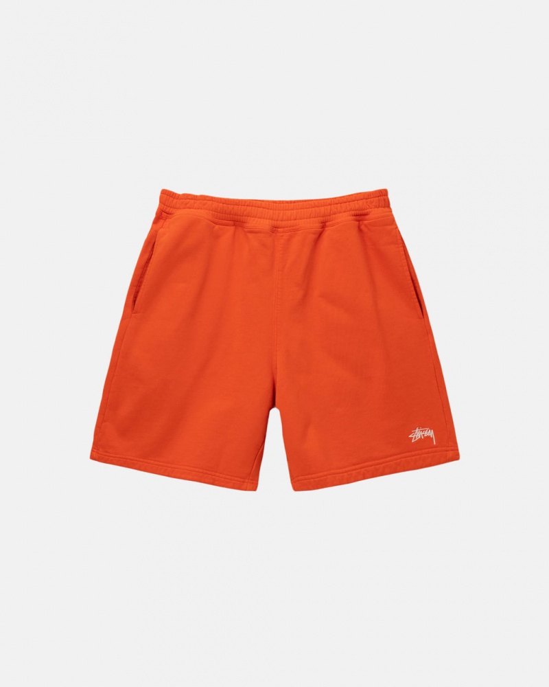 Men\'s Stussy Overdyed Stock Logo Short Sweatshirts Orange Ireland | NMM-3207