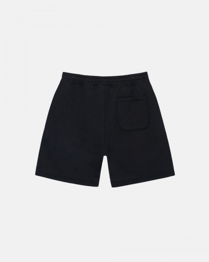 Men's Stussy Overdyed Stock Logo Sweat Shorts Black Ireland | FEZ-9052