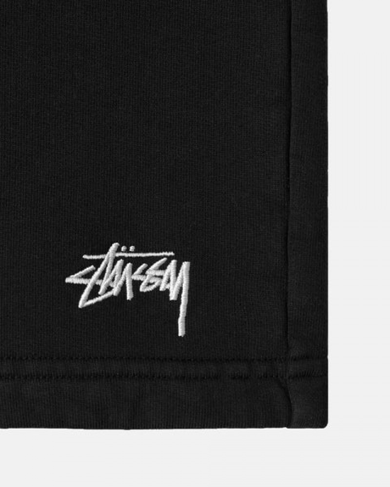 Men's Stussy Overdyed Stock Logo Sweat Shorts Black Ireland | FEZ-9052