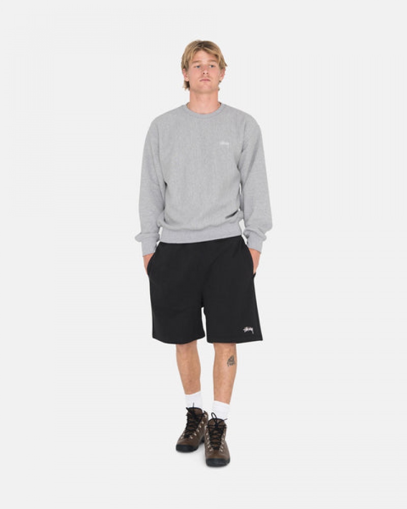 Men's Stussy Overdyed Stock Logo Sweat Shorts Black Ireland | FEZ-9052