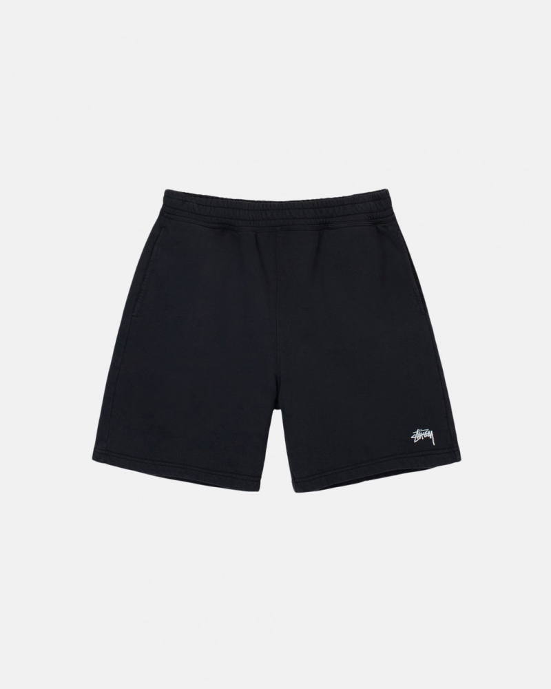 Men\'s Stussy Overdyed Stock Logo Sweat Shorts Black Ireland | FEZ-9052