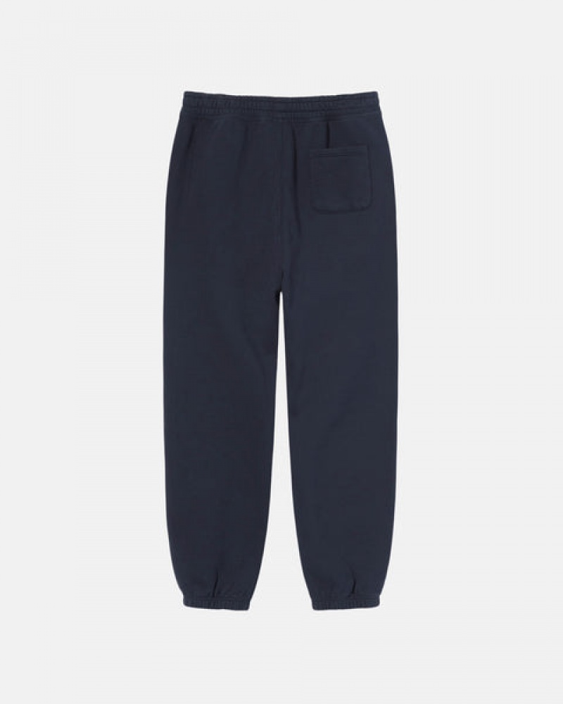 Men's Stussy Overdyed Stock Logo Sweatpants Navy Ireland | LHV-2171