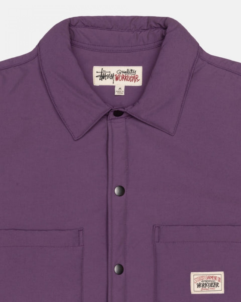 Men's Stussy Padded Tech Over Shirt Jackets Purple Ireland | SRL-8484