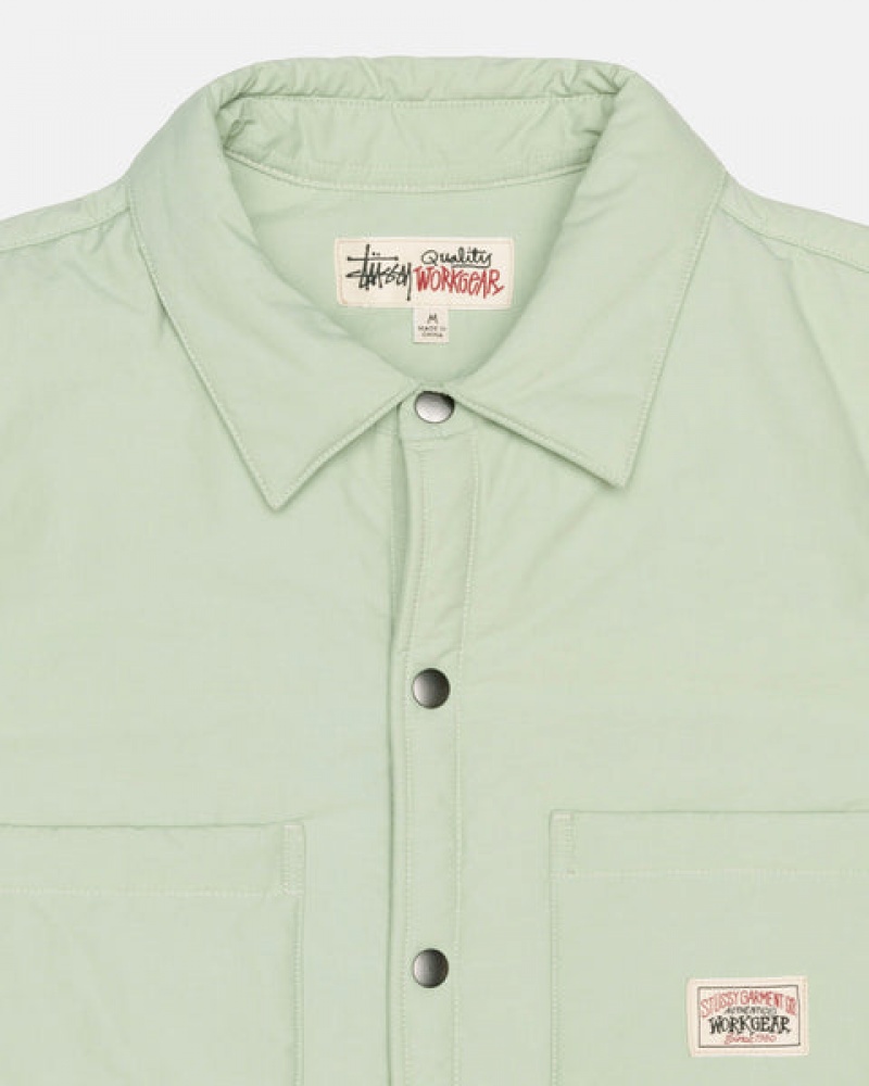 Men's Stussy Padded Tech Over Shirts Green Ireland | BFE-8973