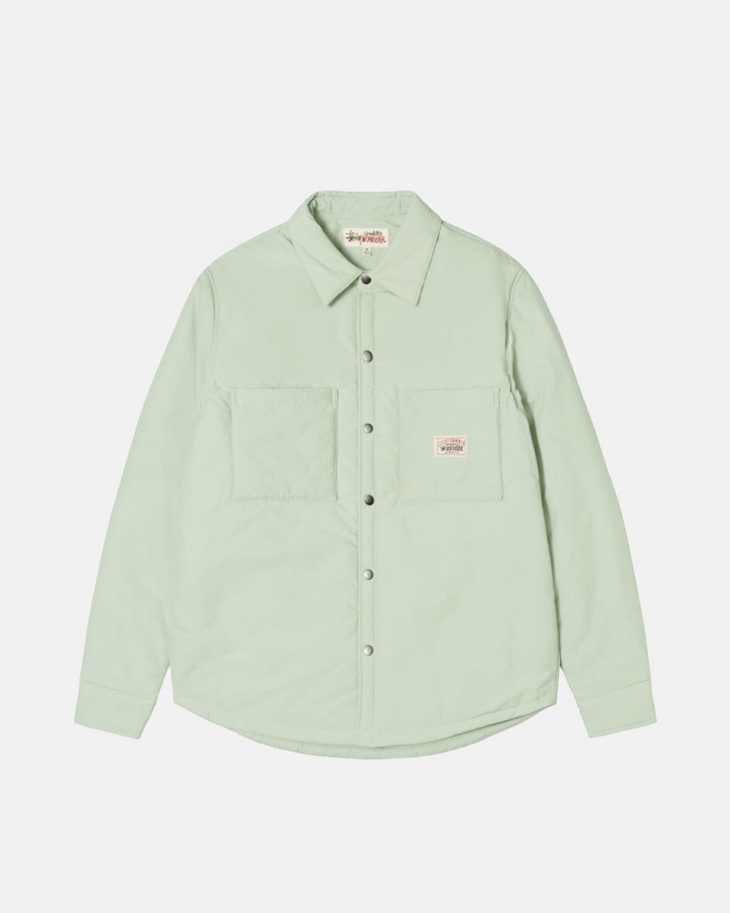 Men\'s Stussy Padded Tech Over Shirts Green Ireland | BFE-8973