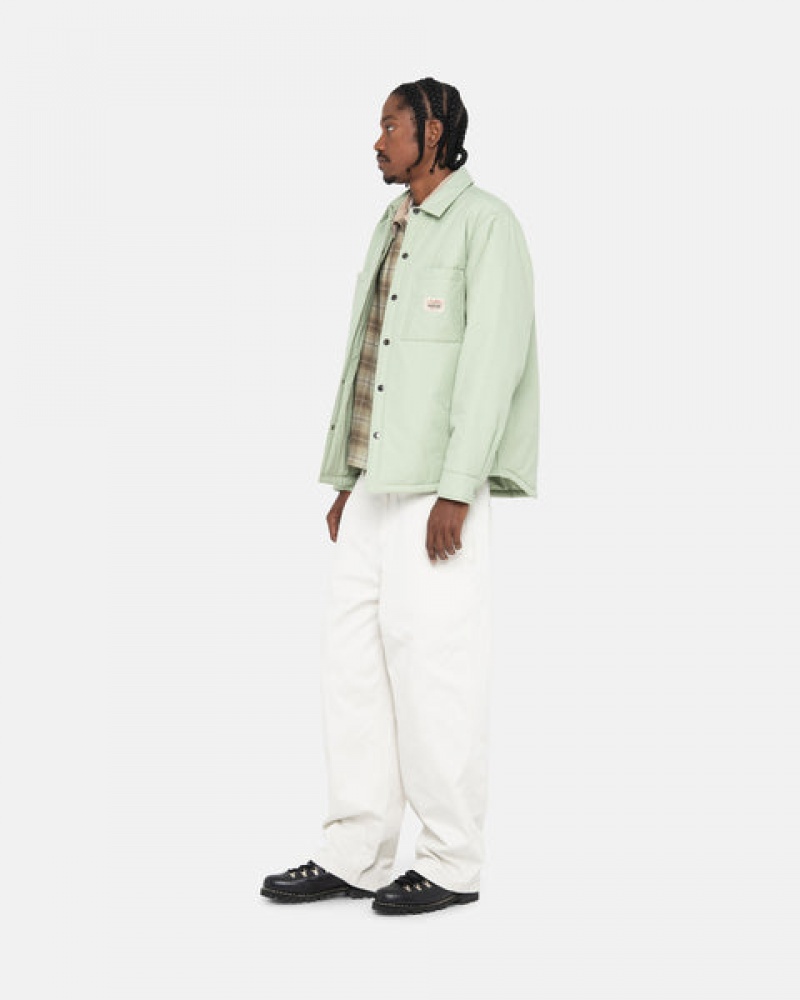 Men's Stussy Padded Tech Over Shirt Jackets Green Ireland | VPV-0004