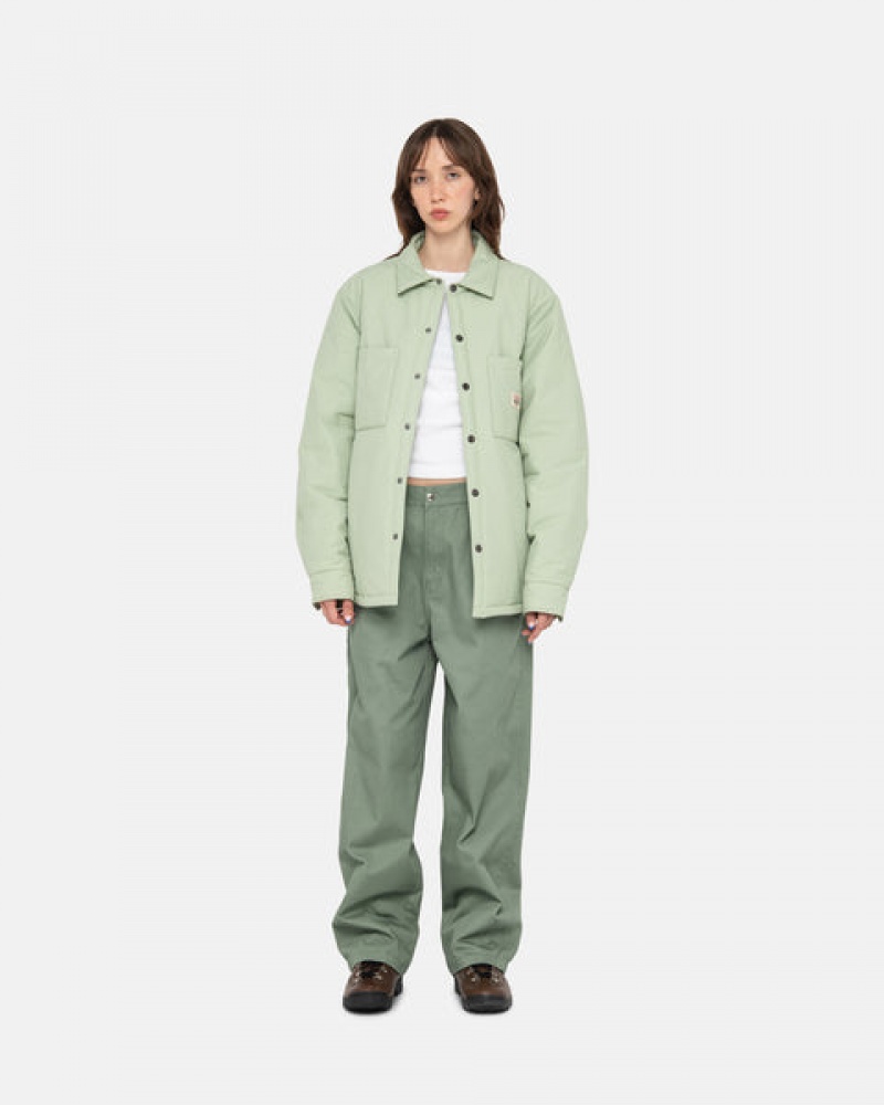 Men's Stussy Padded Tech Over Shirt Jackets Green Ireland | VPV-0004