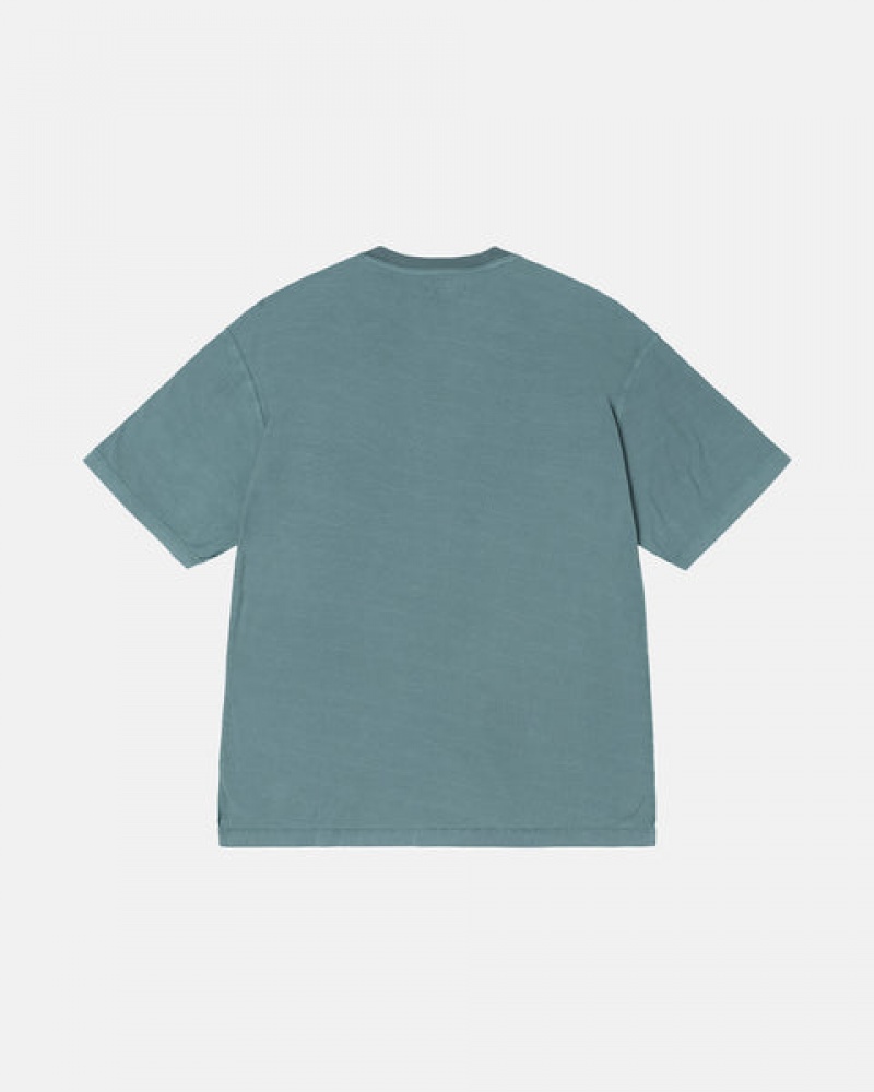 Men's Stussy Pig. Dyed Inside Out Crew Tees Turquoise Ireland | CVN-5890