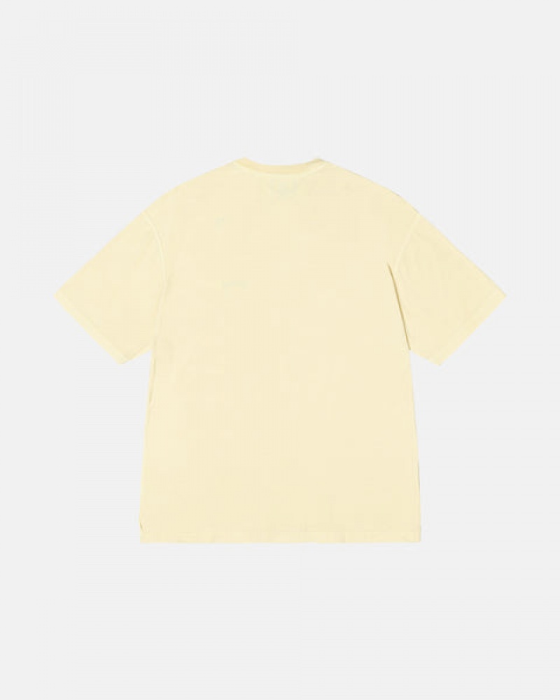 Men's Stussy Pig. Dyed Inside Out Crew Tees Yellow Ireland | KLX-6827