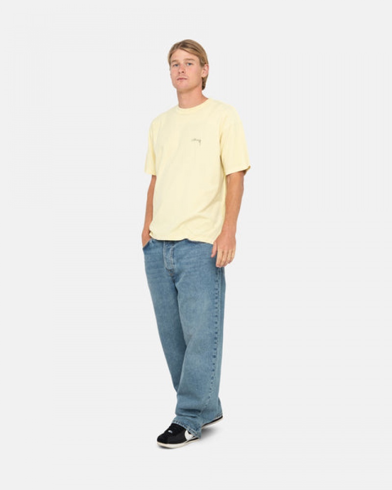 Men's Stussy Pig. Dyed Inside Out Crew Tees Yellow Ireland | KLX-6827