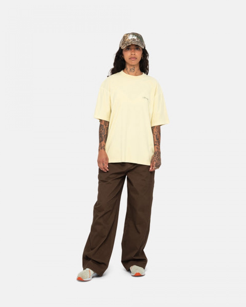 Men's Stussy Pig. Dyed Inside Out Crew Tees Yellow Ireland | KLX-6827