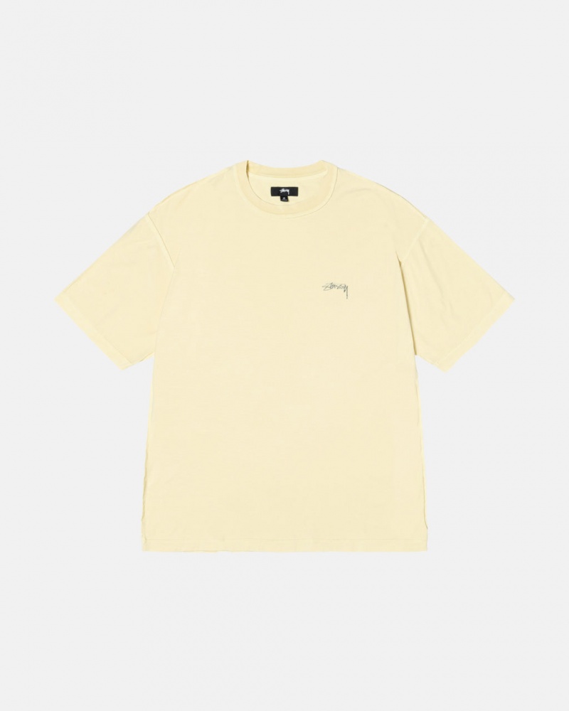 Men\'s Stussy Pig. Dyed Inside Out Crew Tees Yellow Ireland | KLX-6827